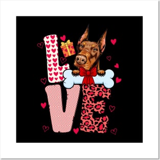 Love Doberman Pinscher Heart Dog Lover Women Valentines Day Posters and Art